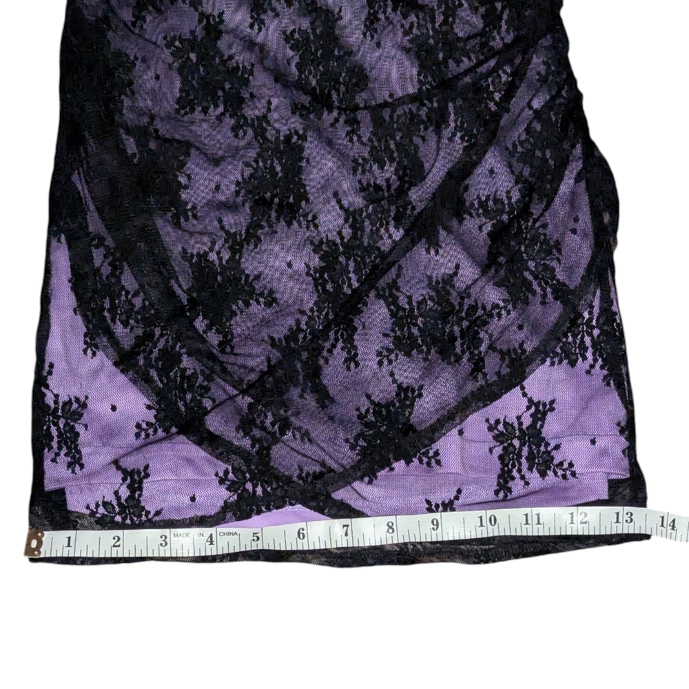 Urban Outfitters Y2K Black Lace Coquette Goth Fairycore Purple Mini Skirt XS - Picture 12 of 14